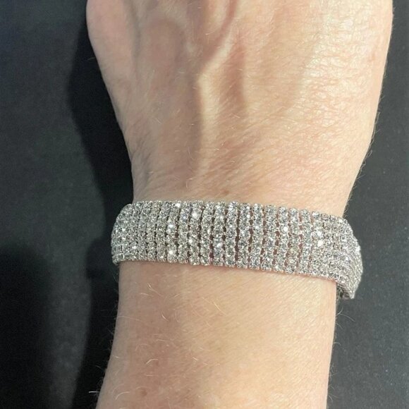 New Womens Simulated Diamond Gold Framed Bracelet - Picture 1 of 3